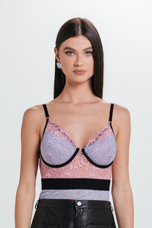 Top Catia - Azul/rosa/preto